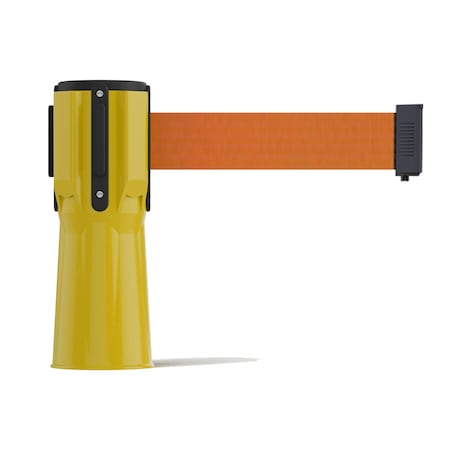 Montour Line Retractable Belt Barrier Cone Mount Yellow Case 7.5ftOrange Belt CP100-YW-OR-75